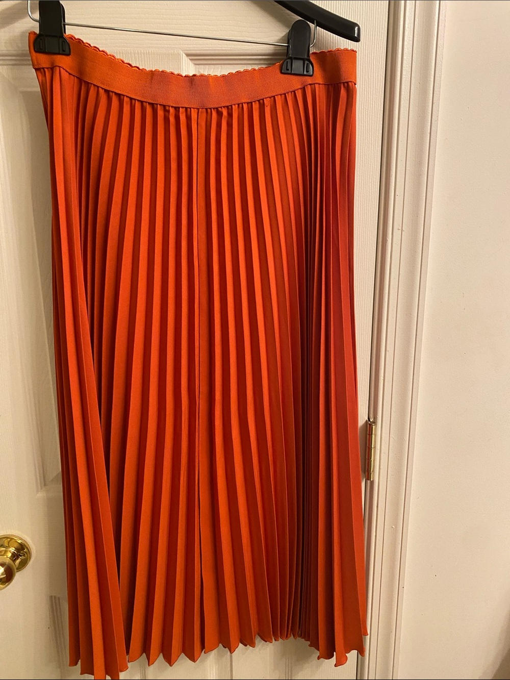 SHEIN Orange Pleated Midi Skirt